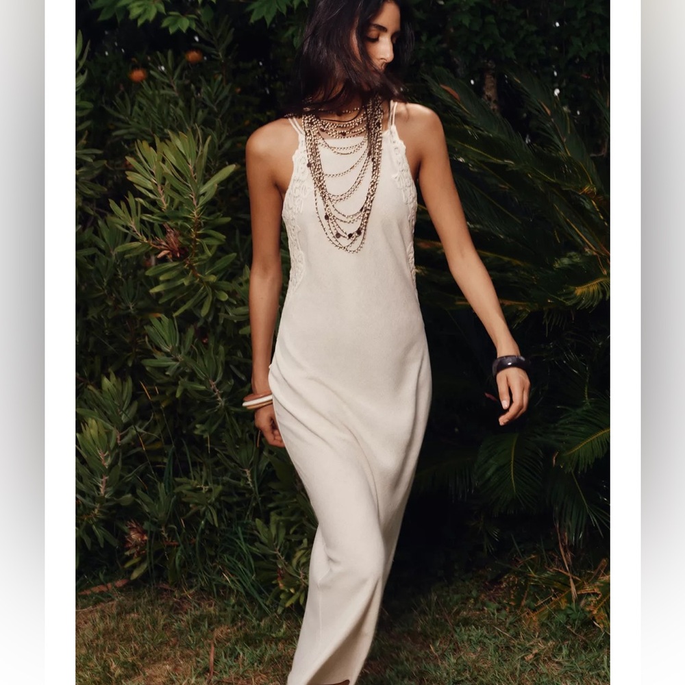 Zara NWT combination crochet midi dress 3414/746